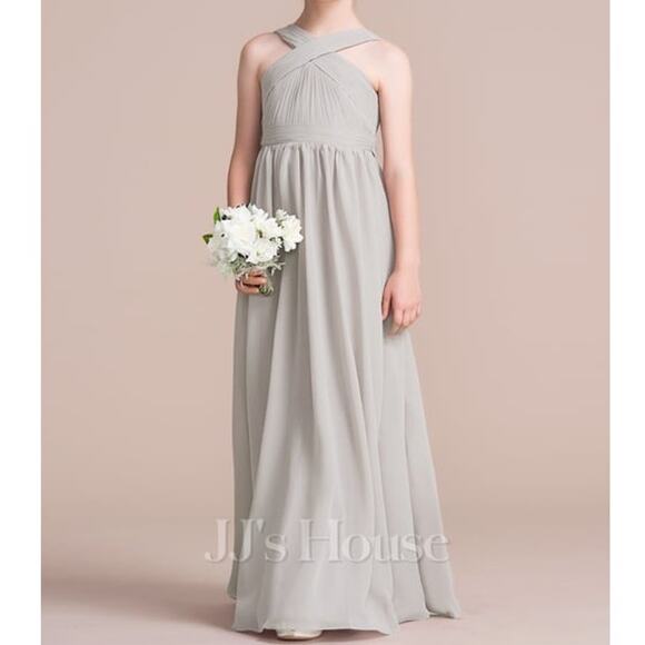 JJ´s House Girl A-line V-Neck Floor-Length Chiffon Wedding Flower Dress 10 - Picture 1 of 11